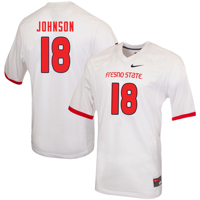 Men #18 Isaiah Johnson Fresno State Bulldogs College Football Jerseys Sale-White
